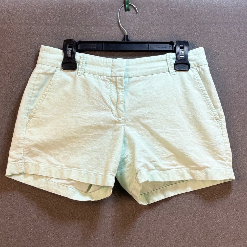 J. Crew Women's Mint Green Chino Shorts Size 4 Flat Front Casual‎ Beach Resort
